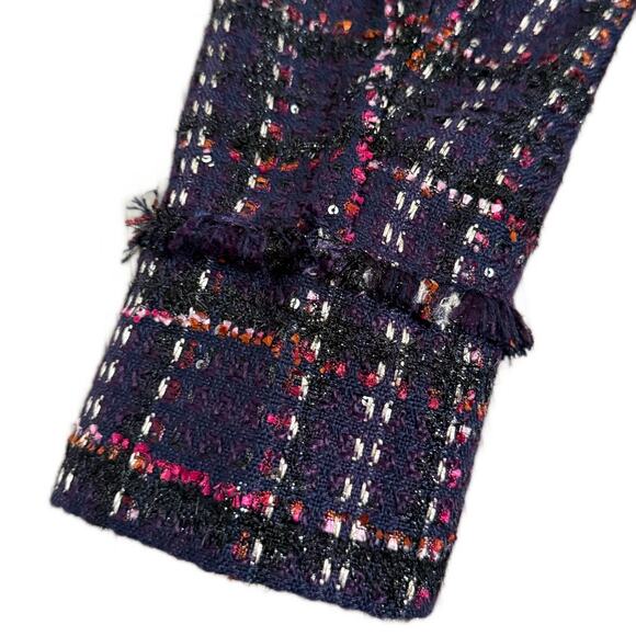 Anne Klein Tweed Kissing Front Jacket with Fringe Royal Purple - Size 6 - $189 - Picture 8 of 10
